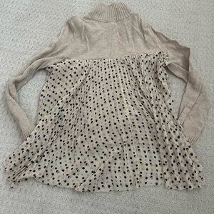 Anthropologie Cream and Black Polka Dot Sweater